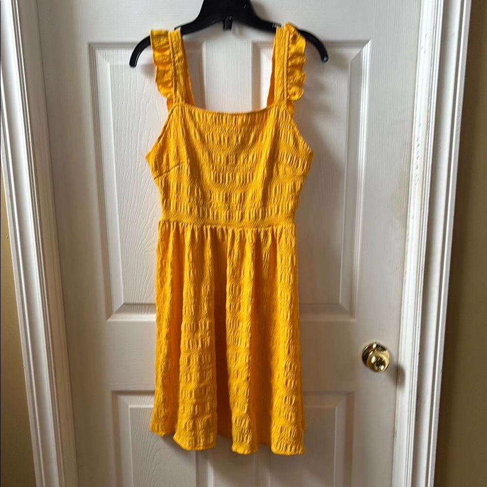 SHEIN Bright Yellow Ruffle Mini Dress